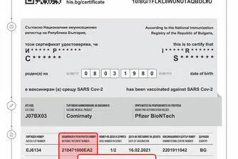 Преиздават сертификатите за ваксинация през сайта на НЗИС от 4 юни
