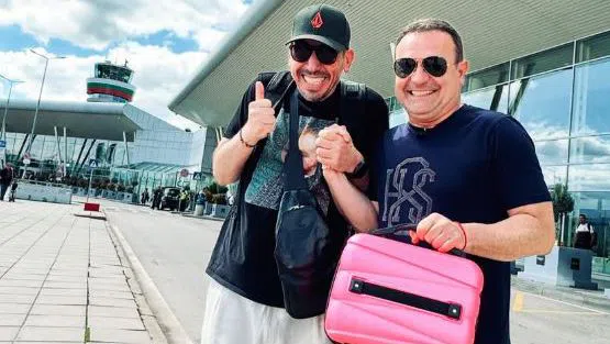 Димитър Рачков и герасим Георгиев-Геро на летището в София.