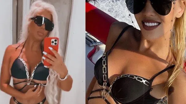 Андреа и Натали Трифонова с еднакъв черен бански.